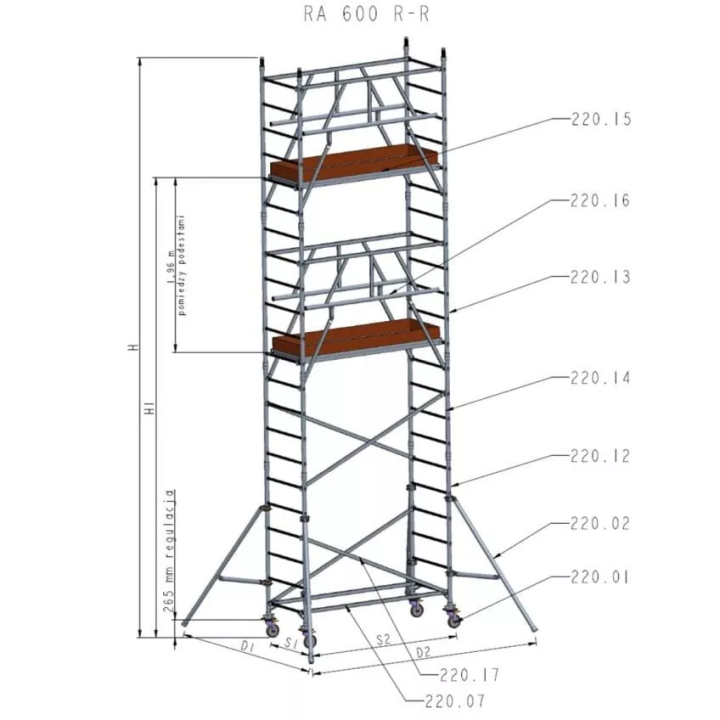 Drabex - RA-600 R-R mobile scaffolding