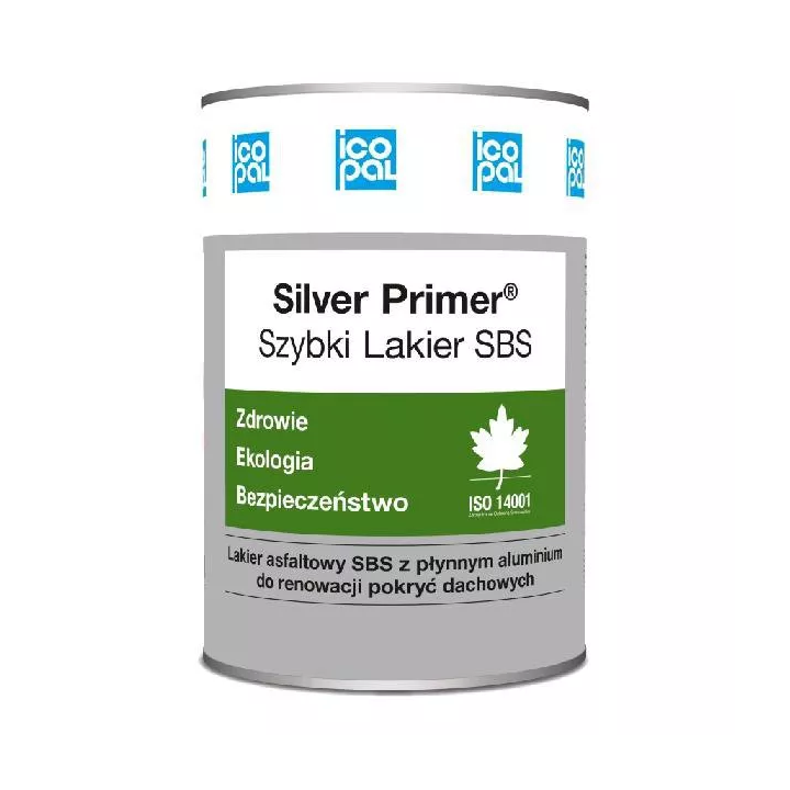 Icopal - Gummibituminöser Lack zur Renovierung von Dächern und Dacharbeiten Silver Primer Rapid Varnish SBS