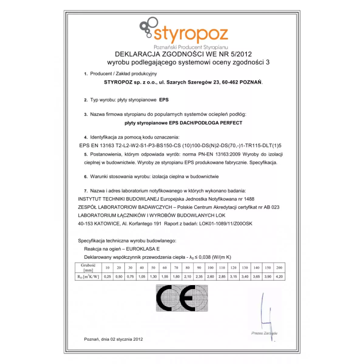 Styropoz - Styroporplatte Dach / Boden Perfekt 100