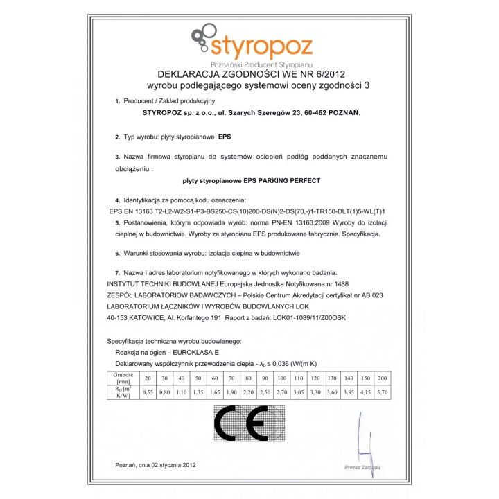Styropoz - Styroporbrett Parking Perfekt 200