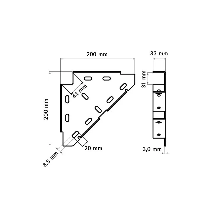 Walraven - triangular connectors for mounting rails BIS, WM - 659 3 010