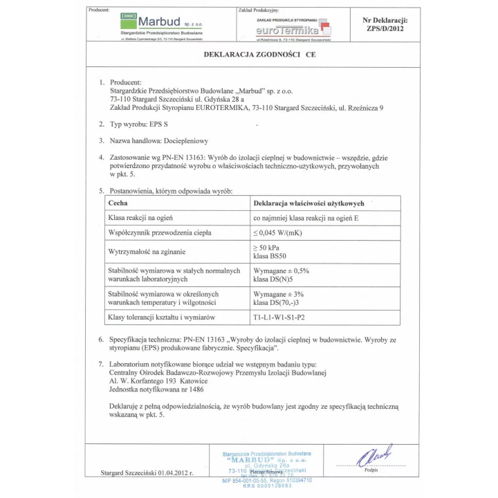 Eurothermal - Styropor-Dämmplatte 045