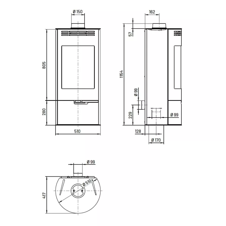Thorma - piecyk na drewno Andorra II szary 7,5 kW