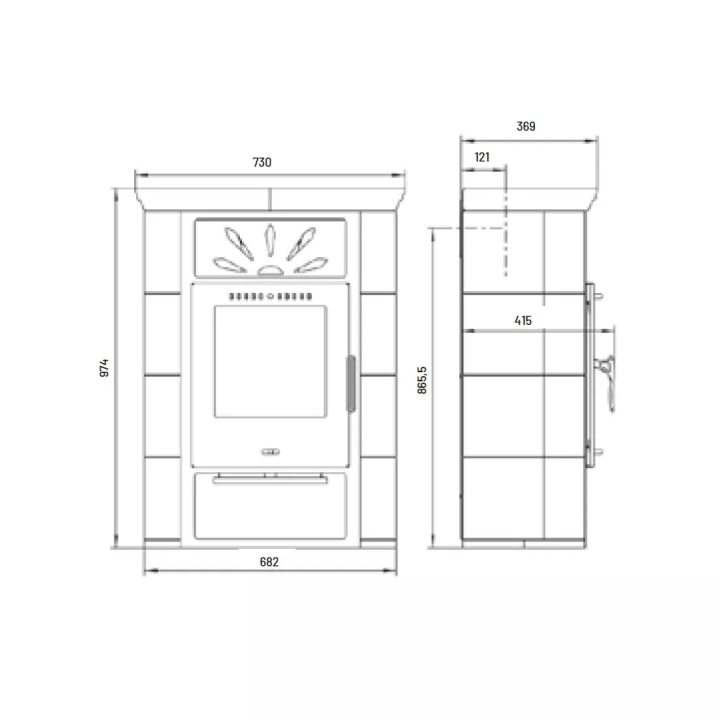 Thorma - Borgholm wood stove Tiled top