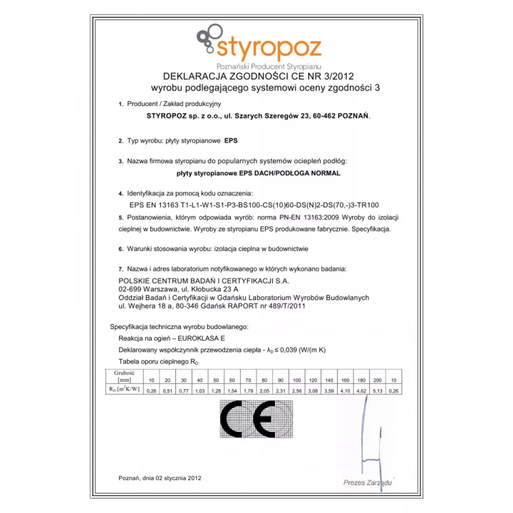 Styropoz - Styrofoam board Roof / Floor Normal 60
