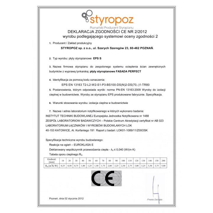 Styropoz - EPS 70-040 geschäumte Styroporplatte