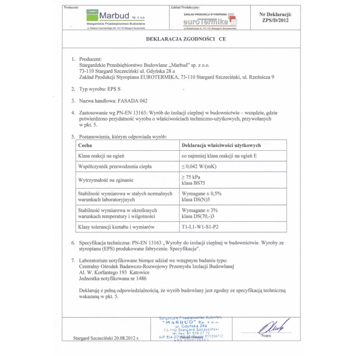 Eurotermika - płyta styropianowa Fasada 042