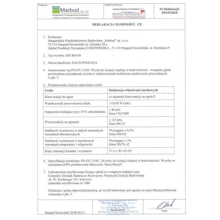 Eurothermal - Styroporplatte Dach / Boden 80-038