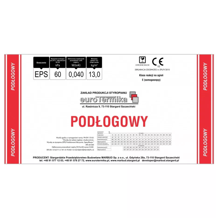Eurotermika - płyta styropianowa Podłogowy 60-039