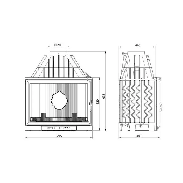 Kawmet - Smok W8 fireplace insert with chimney