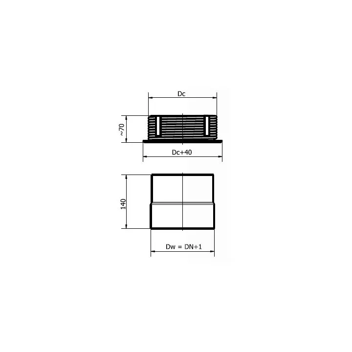 Darco - system przyłączy do kominków i kotłów na paliwa stałe SPK - wkładka do kominów ceramicznych WKCDN/DC-CZ2
