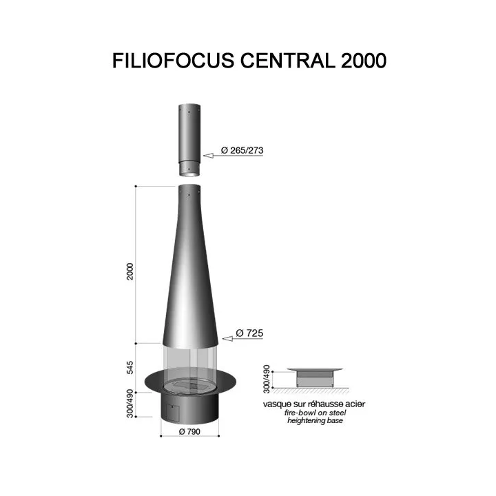 Focus - kominek gazowy FILIOFOCUS centralny czarny