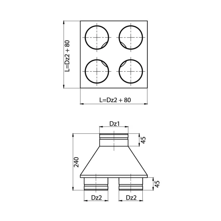 Prodmax - round air distribution system made of galvanized steel - distributor box