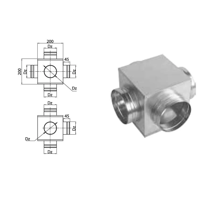Prodmax - rundes Luftverteilungssystem aus verzinktem Stahl - Verteilerkasten