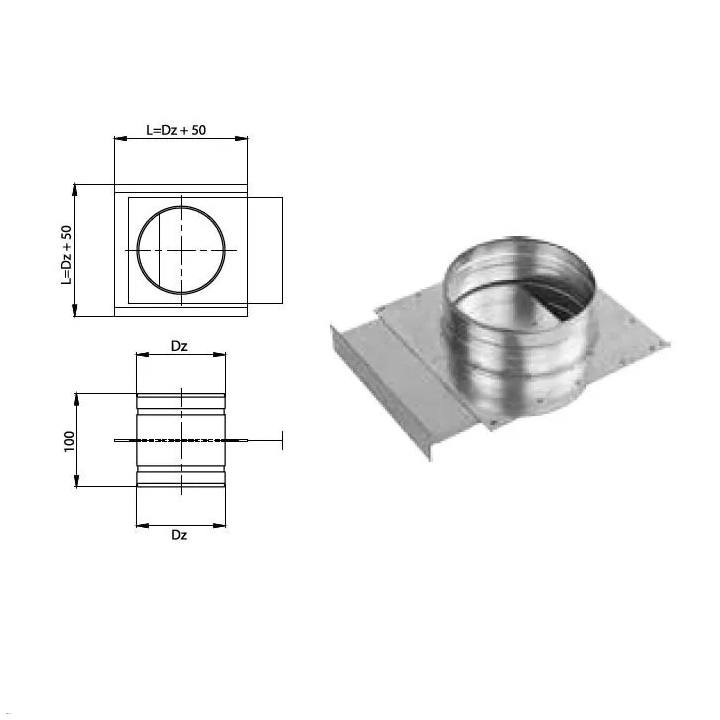 Prodmax - rundes Luftverteilungssystem aus verzinktem Stahl - Absperrschieber
