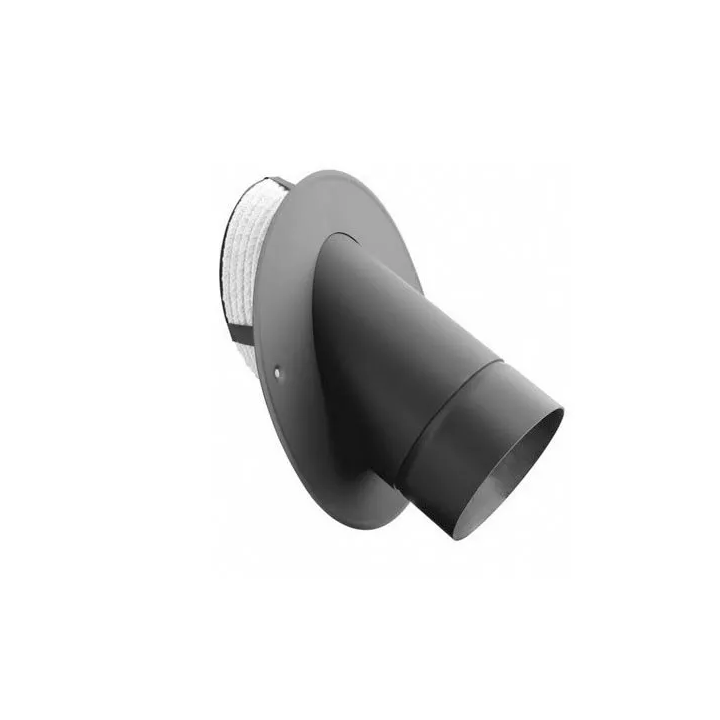 Darco - system przyłączy do kominków i kotłów na paliwa stałe SPK - wkładka kątowa 45° z rurą teleskopową, rozetą i sznurem do k
