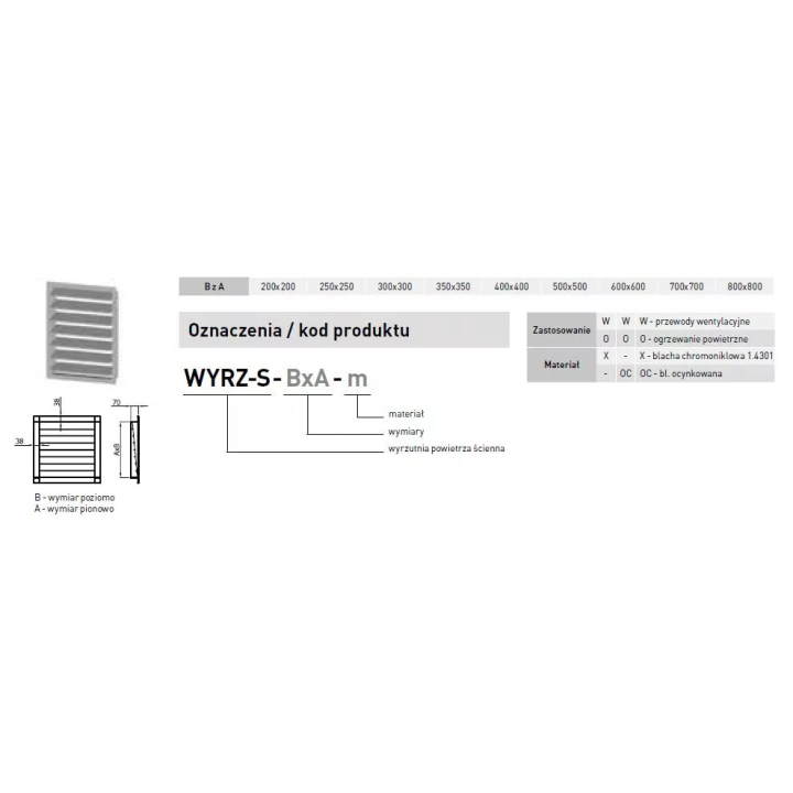 Darco - wentylacja W - .wyrzutnia powietrza ścienna
