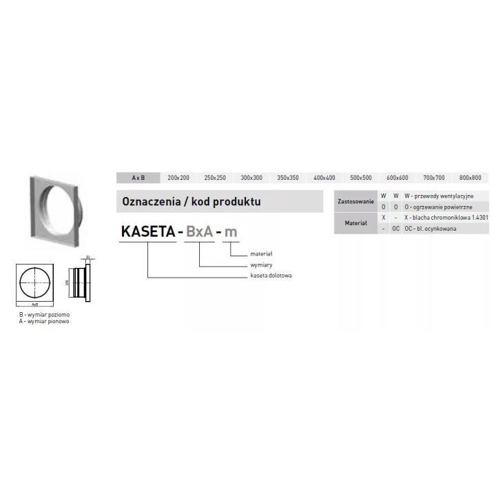 Darco - wentylacja W - kaseta dolotowa do czerpni i wyrzutni ściennej