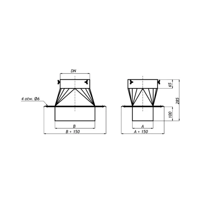 Darco - chimney cowls - reduction chimney base - demountable PKR-R
