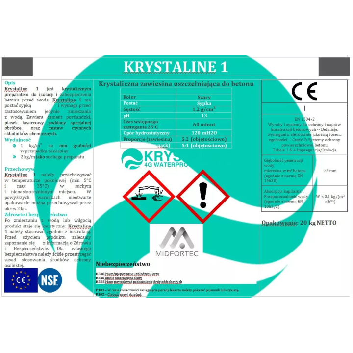 Krystaline - zawiesina krystaliczna uszczelniająca do betonu Krystaline 1