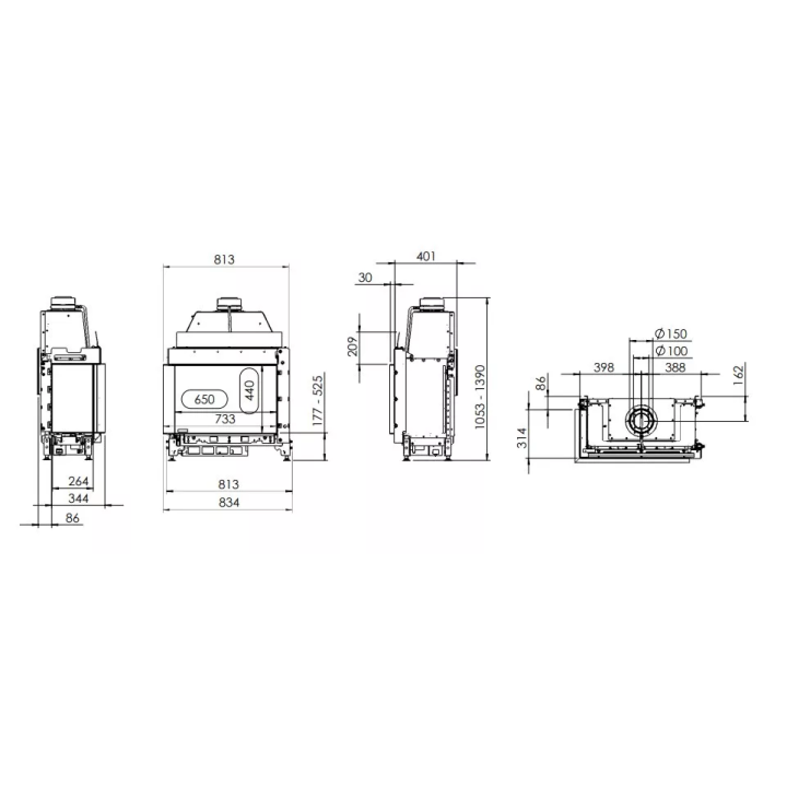 Kal-fire - Kamineinsatz mit 3D G65 / 44C Kamin