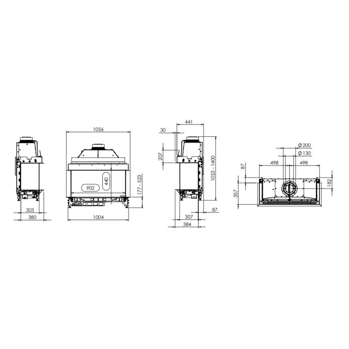 Kal-fire - fireplace insert with 3D G90 / 44S fireplace