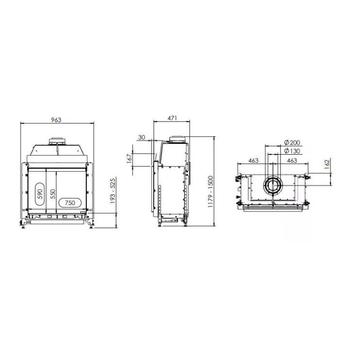 Kal-fire - fireplace insert with Prestige GP75 / 59F fireplace