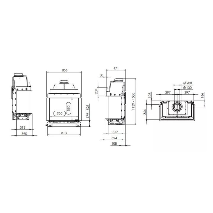 Kal-fire - wkład kominkowy z paleniskiem Prestige GP70/55S