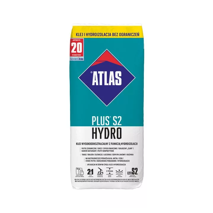 Atlas - klej wysokoodkształcalny z funkcją hydroizolacji Plus S2 Hydro