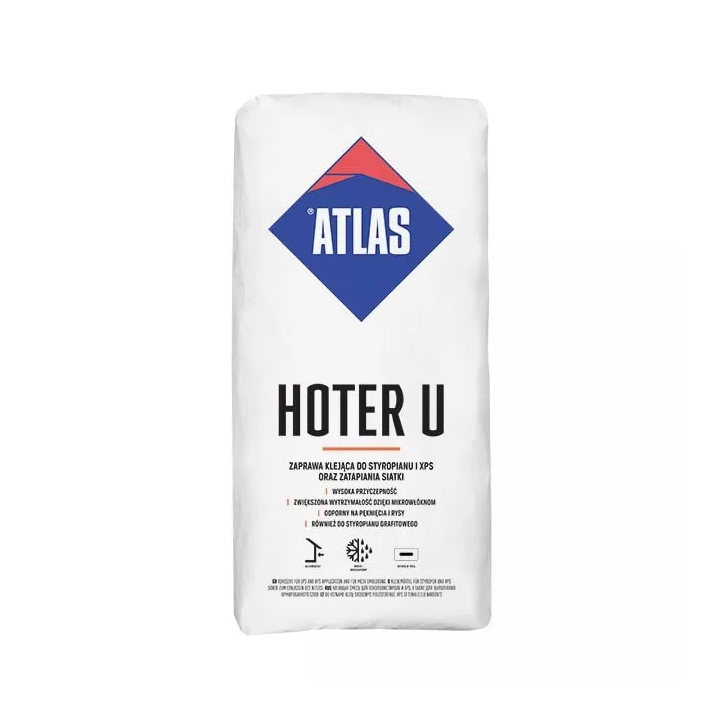 Atlas - adhesive mortar for polystyrene and XPS and for embedding the Hoter U White 2in1 mesh