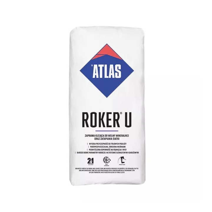 Atlas - zaprawa klejąca do wełny mineralnej i zatapiania siatki Roker U
