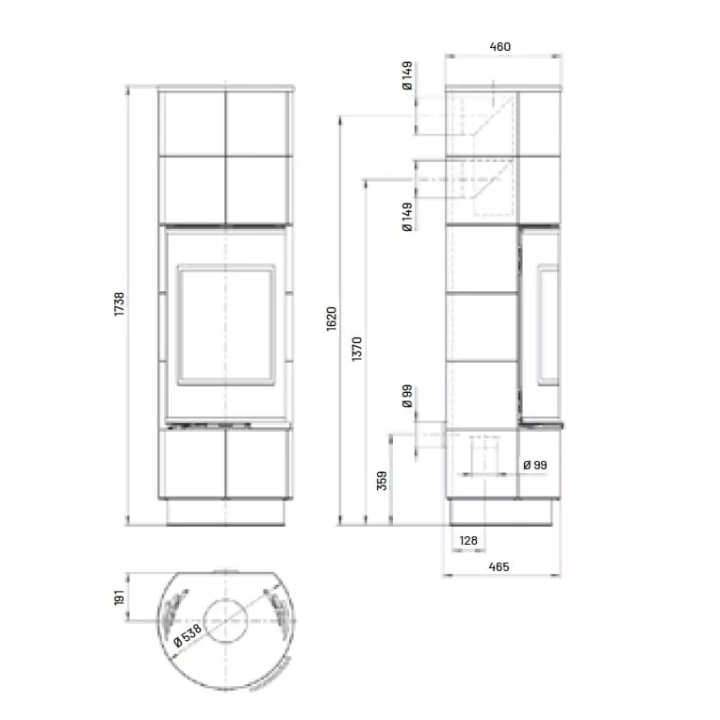 Thorma - piecyk na drewno Delia Plus kafel biały 7,5 kW