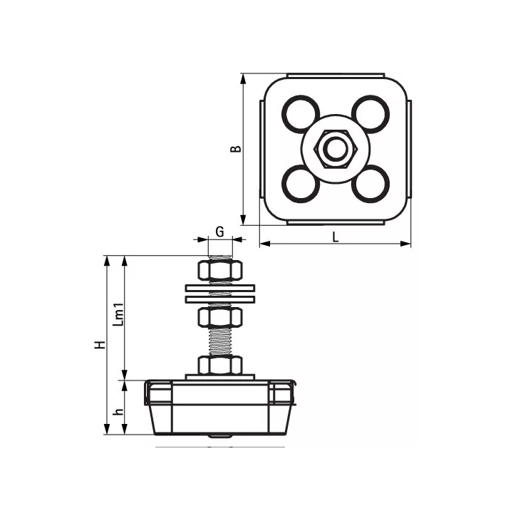 Walraven - nóżki poziomujące elastomerowe VibraTek MR-L 1000/M8