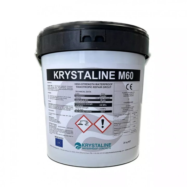 Krystaline - zaprawa wysokowytrzymałościowa wodoodporna do betonu Krystaline M60