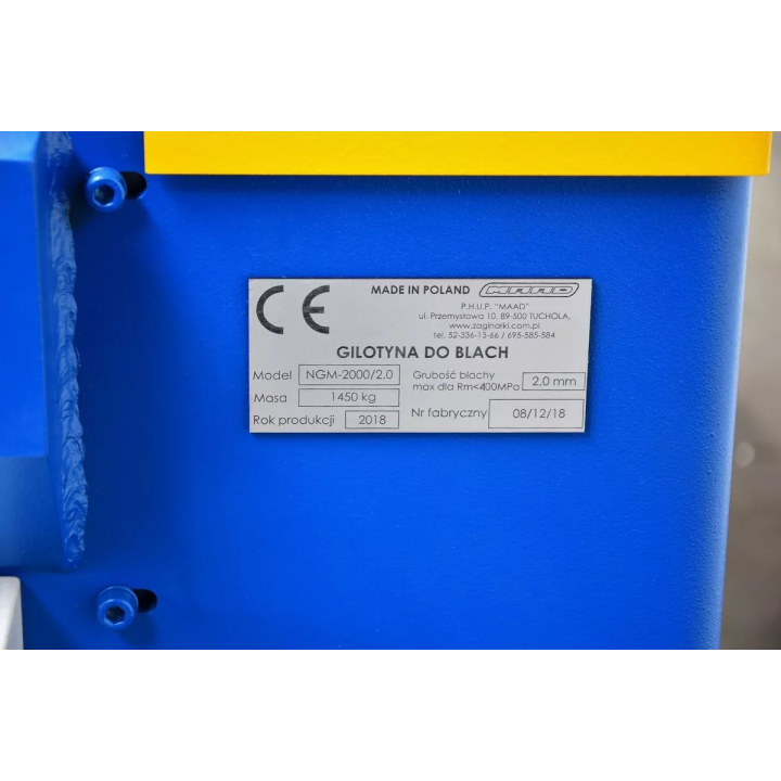 Maad - gilotyna mechaniczna NGM - 2000/2,0