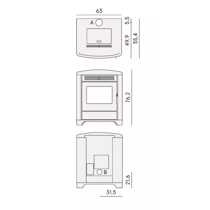Cadel - piecyk na pellet Magritte 6 czarny 6,0 kW