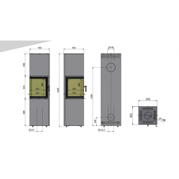 Hajduk - piec wolnostojący na drewno Pixel XXL 7,0 kW czarny