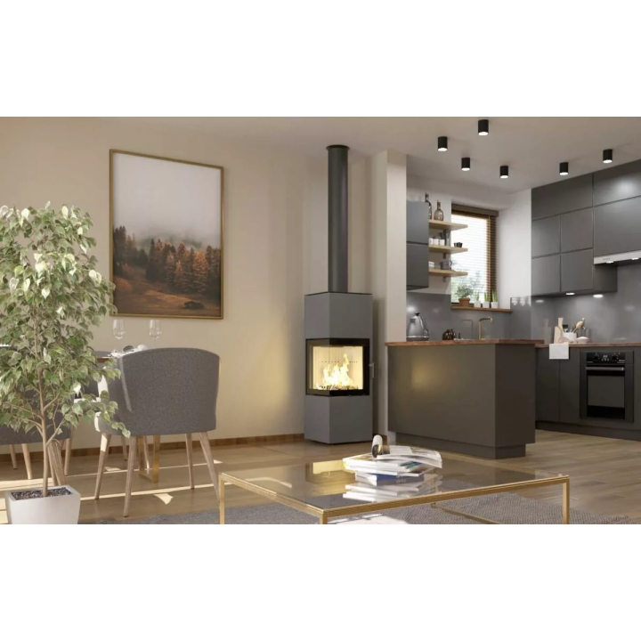 Hajduk - piec wolnostojący na drewno Pixel L 7,0 kW szary