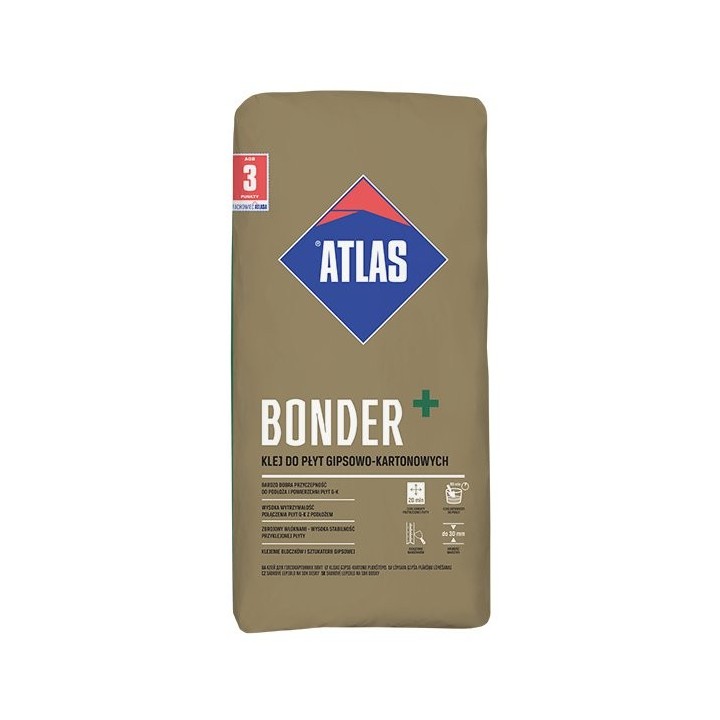 Atlas -  klej do płyt gipsowo-kartonowych Bonder+ - 20 kg